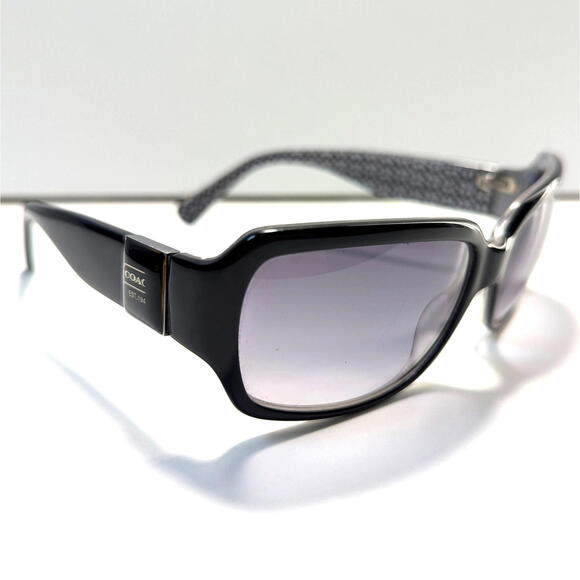 COACH EST.194 Chunky Oval Sunglasses Black And Grey Coach Print On Legs Y2K Cool - Picture 1 of 15